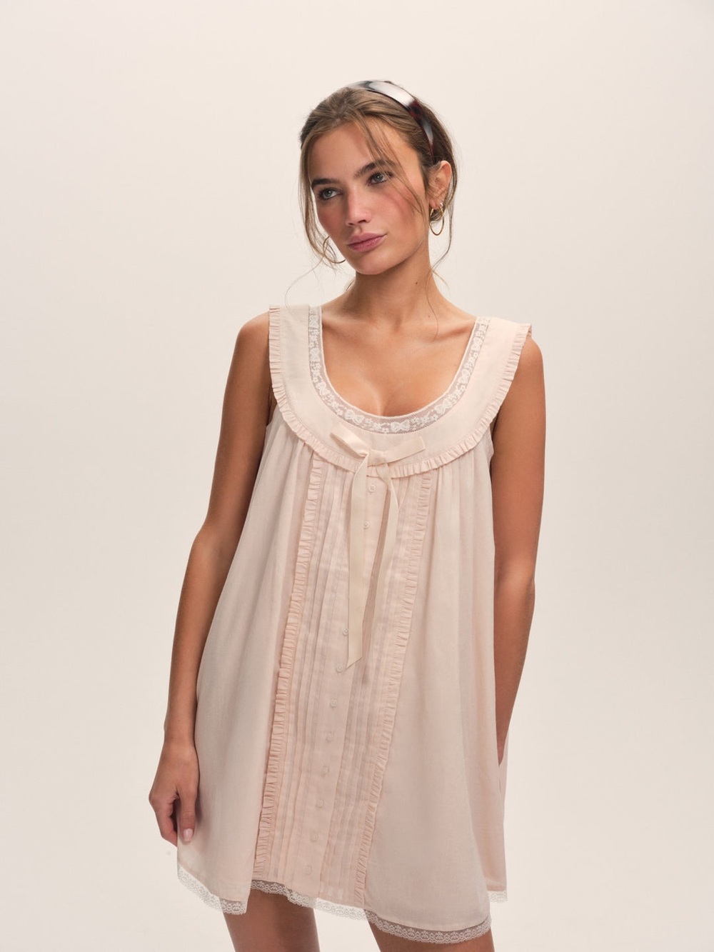 For Love & Lemons NWT Venetia Ballet Pink Coquette Prairie Babydoll Slip Dress